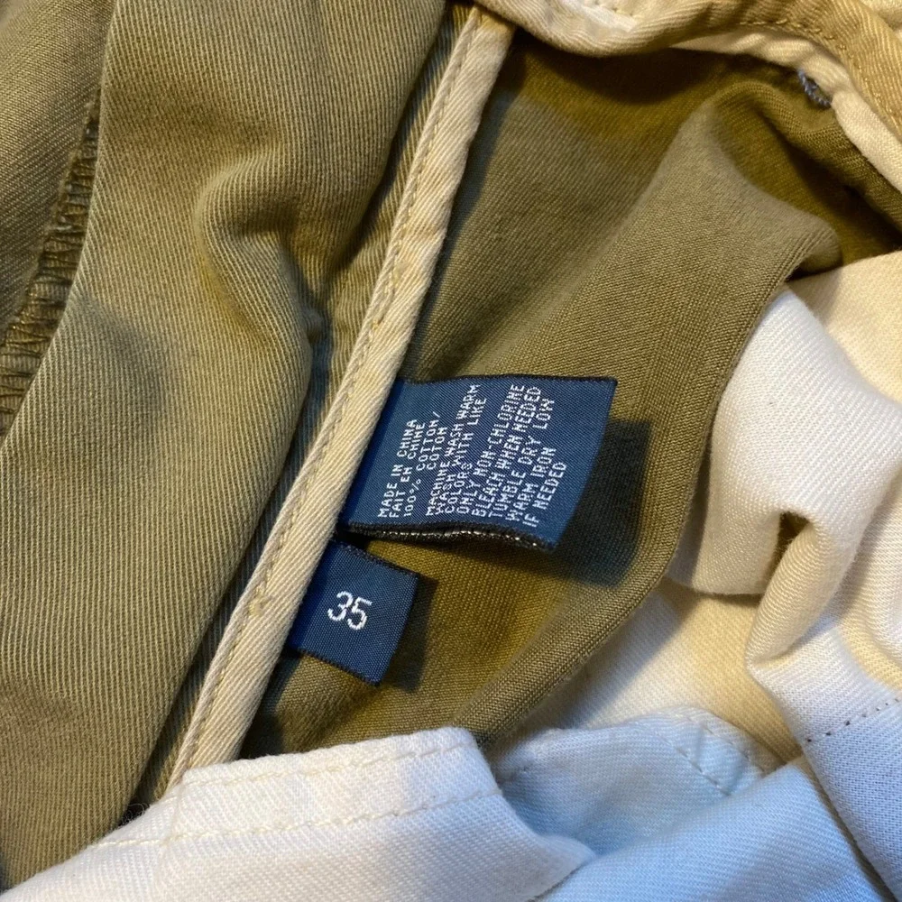 Polo Ralph Lauren Chino Cargo Shorts Baggy Olive Green Cotton Size 35